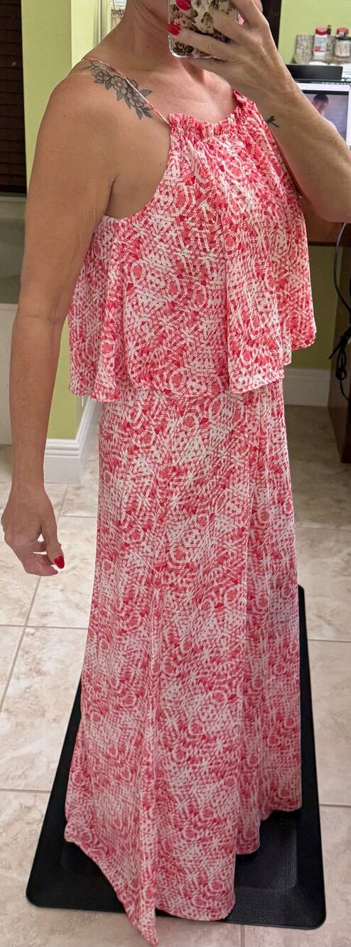 NY Collection small maxi NWT pink & white dress rastr color